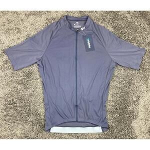 Wulibike Men’s Cycling Jersey Blue Short Sleeve 3-Pocket Full Zip Top Size M NWT